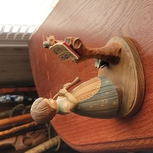 Vintage Anri & Toriart Wooden Italian Girl Playing Flute